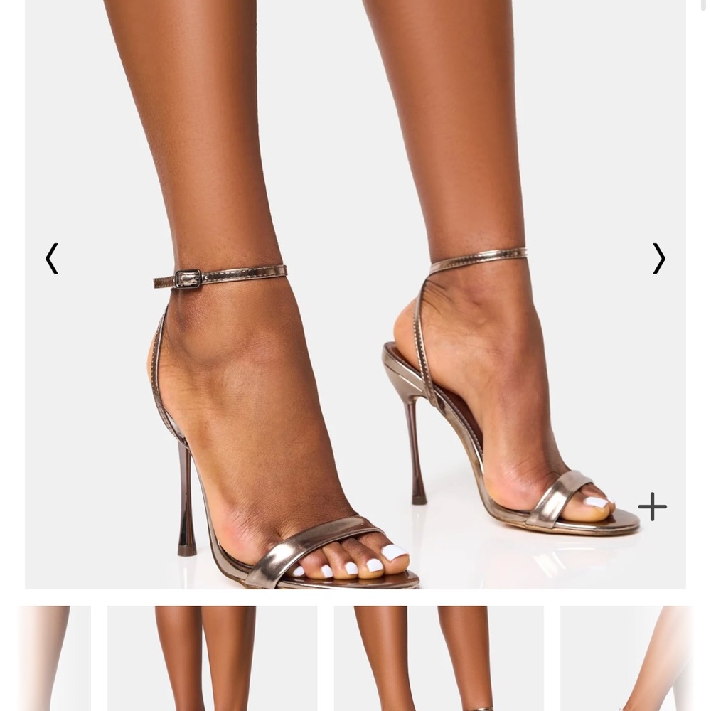 Public desire soho pewter Metallic barely there strappy stiletto heels